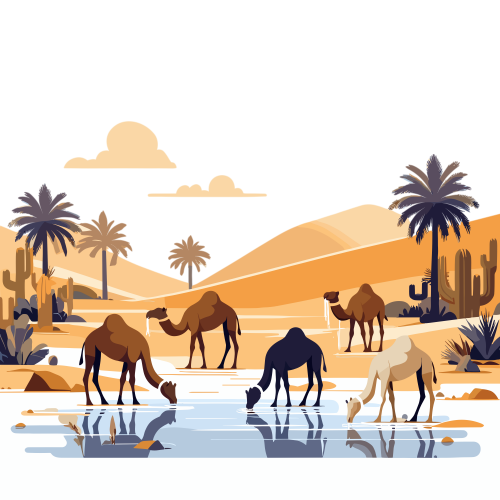 (ID) : Sekawanan unta sedang minum di oasis
(EN) : A herd of camels is drinking at the oasis
(AR) : تشرب الإبلُ في الواحة

Lisensi: Free for Commercial 
Gambar ini boleh digunakan untuk keperluan pribadi dan komersial.

License: Free for Commercial
This graphic is permitted for use in both personal and commercial purposes.

ضوابط استخدام المحتوى:
يُسمح باستخدام الصورة لأغراض شخصية ولأغراض تجارية.