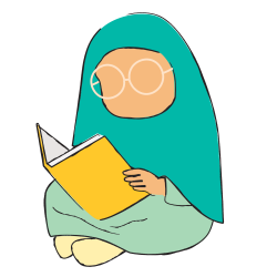 Ilustrasi-anak-perempuan-muslim-berjilbab-berkacamata-membaca-buku