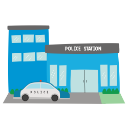 police-station-building-hand-drawn-flat-design