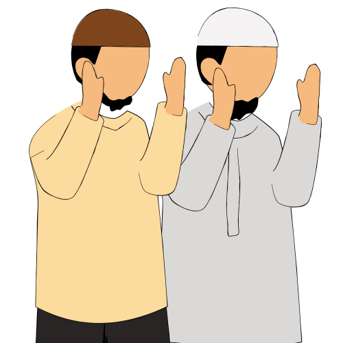 (ID) Dua laki-laki sholat berjamaah melakukan takbiratul ihram
(EN) Two men praying doing takbiratul ihram
(AR) يصلي الرجلان جماعة، كيفية تكبيرة الإحرام

Lisensi: Personal Use Only
Gambar ini hanya dapat digunakan untuk keperluan pribadi atau non komersil. Jika Anda membutuhkannya untuk penggunaan komersil silakan klik tombol kontak di atas untuk menghubungi kami.

License: Personal Use Only
This graphic is intended for personal use only. Commercial use is prohibited. For inquiries the use of our graphic for commercial purpose, please reach out to us by clicking the contact button.

ضوابط استخدام المحتوى:
يُسمح باستخدام الصورة لأغراض شخصية فقط. يُحظر استخدامها لأغراض تجارية. للاستفسار عن إمكانية استخدام المحتوى لأغراض تجارية، يرجى التواصل معنا من خلال الضغط على أيقونة التواصل.