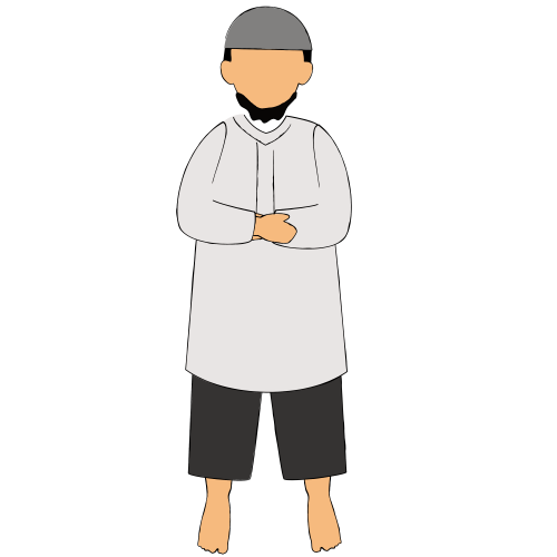 (ID) Ilustrasi gerakan salat bersedekap
(EN) Performing salah folding hands illustration
(AR) هيئة وضع اليدين على الصدر

Lisensi: Personal Use Only
Gambar ini hanya dapat digunakan untuk keperluan pribadi atau non komersil. Jika Anda membutuhkannya untuk penggunaan komersil silakan klik tombol kontak di atas untuk menghubungi kami.

License: Personal Use Only
This graphic is intended for personal use only. Commercial use is prohibited. For inquiries the use of our graphic for commercial purpose, please reach out to us by clicking the contact button.

ضوابط استخدام المحتوى:
يُسمح باستخدام الصورة لأغراض شخصية فقط. يُحظر استخدامها لأغراض تجارية. للاستفسار عن إمكانية استخدام المحتوى لأغراض تجارية، يرجى التواصل معنا من خلال الضغط على أيقونة التواصل.