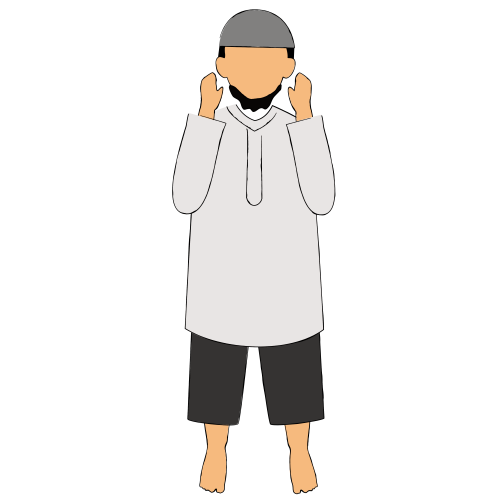 (ID) Ilustrasi gerakan salat mengangkat kedua tangan
(EN) Performing salah raising hands ilustration
(AR) هيئة تكبيرة الإحرام

Lisensi: Personal Use Only
Gambar ini hanya dapat digunakan untuk keperluan pribadi atau non komersil. Jika Anda membutuhkannya untuk penggunaan komersil silakan klik tombol kontak di atas untuk menghubungi kami.

License: Personal Use Only
This graphic is intended for personal use only. Commercial use is prohibited. For inquiries the use of our graphic for commercial purpose, please reach out to us by clicking the contact button.

ضوابط استخدام المحتوى:
يُسمح باستخدام الصورة لأغراض شخصية فقط. يُحظر استخدامها لأغراض تجارية. للاستفسار عن إمكانية استخدام المحتوى لأغراض تجارية، يرجى التواصل معنا من خلال الضغط على أيقونة التواصل.