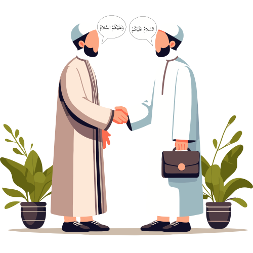 (ID): Dua laki-laki bertemu dan mengucapkan salam
(EN): Two men meet and greet each other
(AR): يلتقي الرجلان ويسلمان

Lisensi: Free for Commercial 
Gambar ini boleh digunakan untuk keperluan pribadi dan komersial.

License: Free for Commercial
This graphic is permitted for use in both personal and commercial purposes.

ضوابط استخدام المحتوى:
يُسمح باستخدام الصورة لأغراض شخصية ولأغراض تجارية.