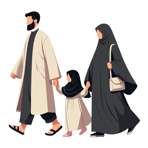 (ID): Keluarga muslim
(EN): Muslim family
(AR):

Lisensi: Free for Commercial 
Gambar ini boleh digunakan untuk keperluan pribadi dan komersial.

License: Free for Commercial
This graphic is permitted for use in both personal and commercial purposes.

ضوابط استخدام المحتوى:
يُسمح باستخدام الصورة لأغراض شخصية ولأغراض تجارية.